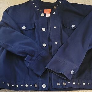Chic Navy Jacket with Silver Buttons